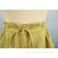 Women Casual High Waist Pocket Drawstring Elastic Skirt